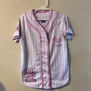 Disney Pink and White Striped Cartoon Jersey